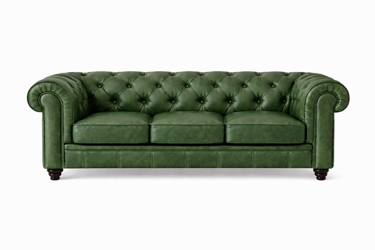 Meubeldistrict Chesterfield Bank 3 Zits Groen Vintage Leer Sofa