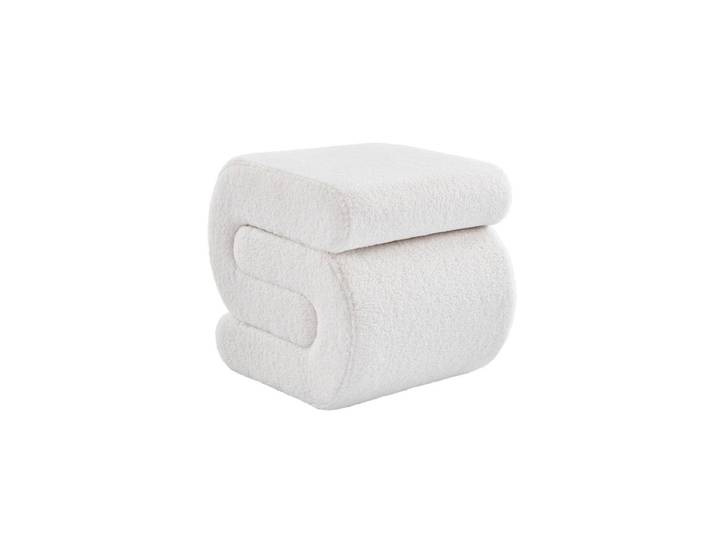 Sweeek Tabouret / Pouf design revêtement bouclette 1 place SASHA Blanc