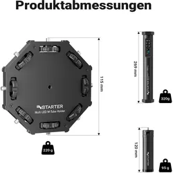 Wiltec Spectar RGB LED Stab + Halterung 4er Set Studiolicht Multi Tube Holder, Dauerlicht, Schwarz