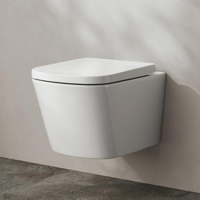 Kronenbach Cube Wand-WC-Set kompakt spülrandlos mit Rotationsspülung und WC-Sitz wrapover