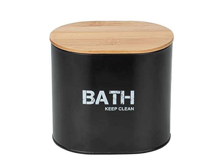 WENKO Badbox, Aufbewahrungsdose aus Stahl mit Bambusdeckel