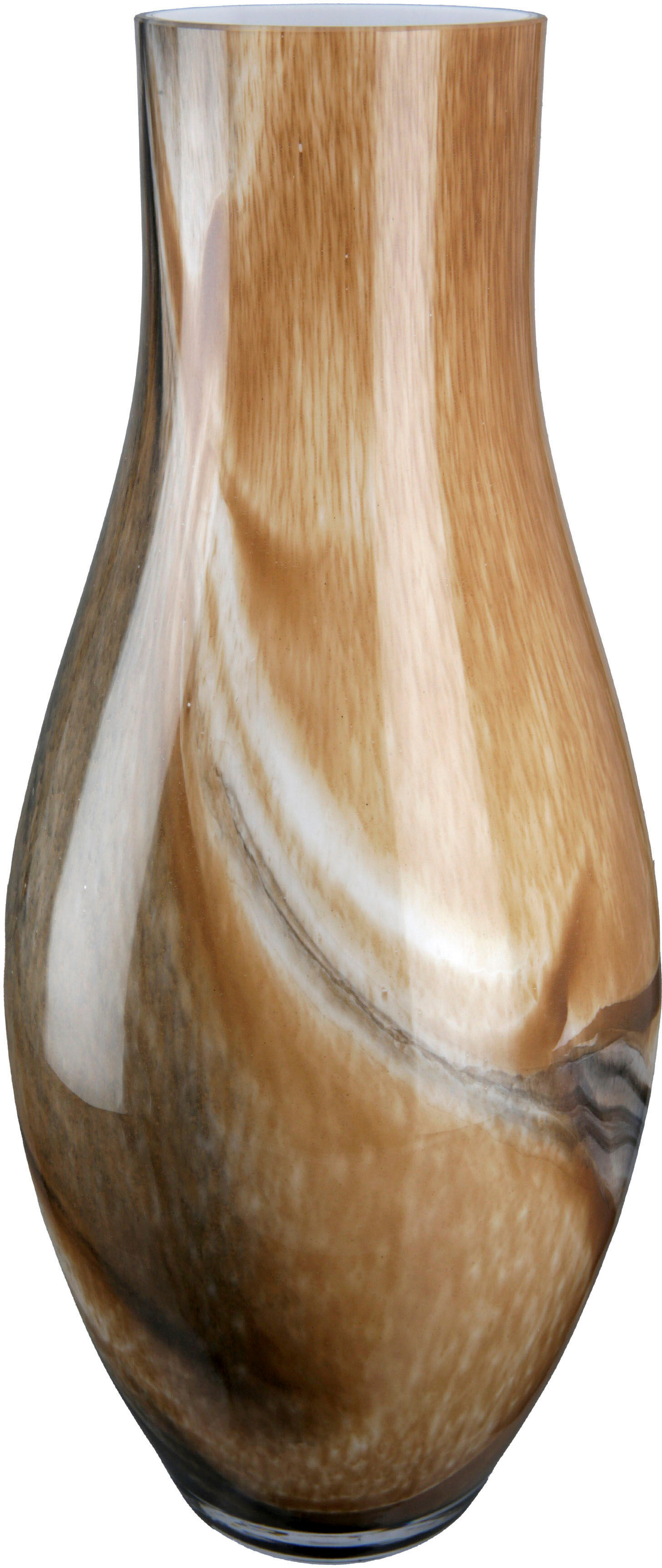 Tischvase GILDE "Draga, Höhe ca. 40 cm", braun, H:40cm Ø:18cm, Glas, Vasen, Tischvase, dekorative Vase aus Glas, Blumenvase braun B/H/T: 40cm Ø 18cm