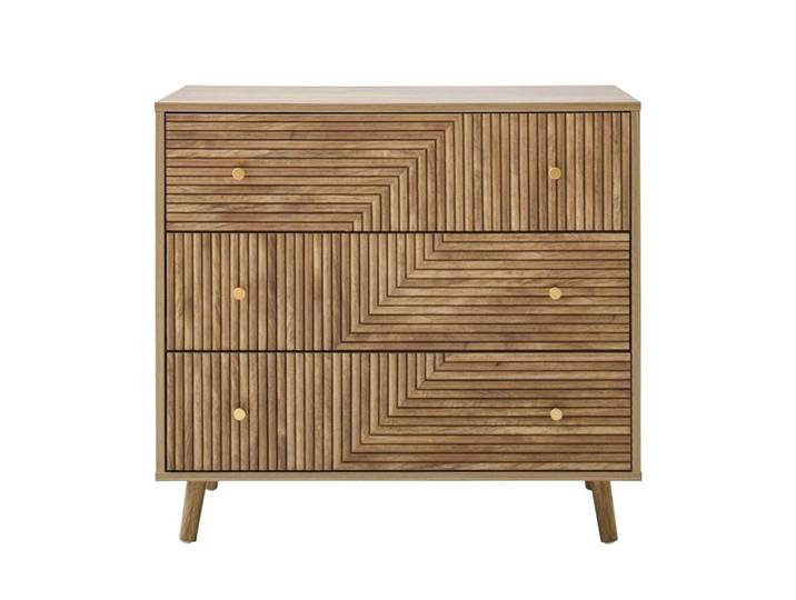 Calicosy Kommode mit 3 Schubladen und Lamellenfronten - Eden 80/40/75 cm, Apfelbaumfarben, Holzwerkstoff, 40x75x80 cm, Kleinmöbel, Kommoden