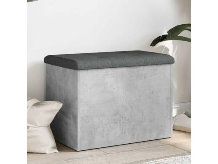 TEKGHUT Sitzbank mit Stauraum Betongrau 62x42x45 cm Holzwerkstoff Gepolstertes Sitzkissen, stabile Scharniere, 110 kg Belastbarkeit, vielseitig einsetzbar, feuchtigkeitsbeständig