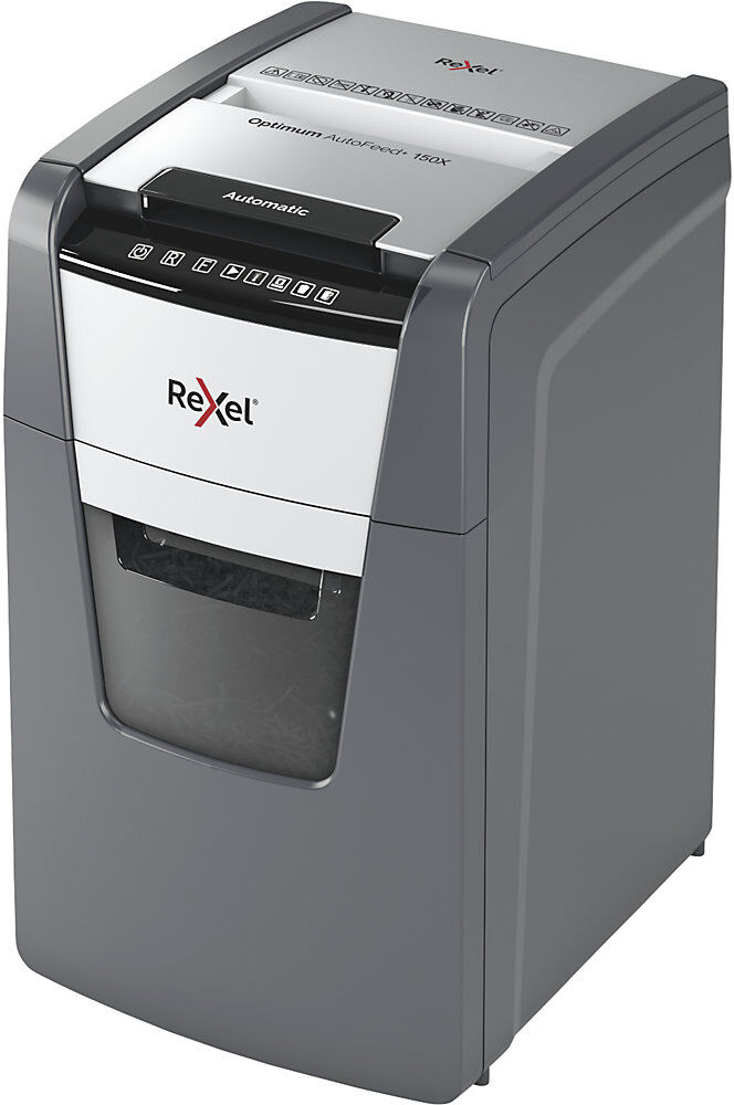 Aktenvernichter Optimum AutoFeed+ 150X, Auffangvolumen 44 l, Partikel, 8 Blatt Rexel