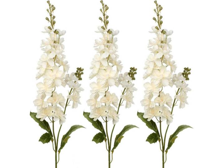 Kunstblumen Rittersporn 3-teiliges Set 86 cm Weiß, 85 cm, Dekoration, Blumen & Blumentöpfe, Kunstblumen