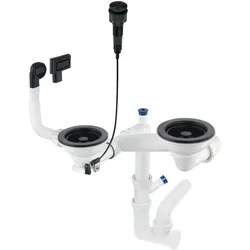 Neuesbad Raumsparsiphon für 1, 5/2-Becken-Granitspülen 3, 5", Push-Open-Ablauf mit Taste, Schwarz NB1DEZXYN9831