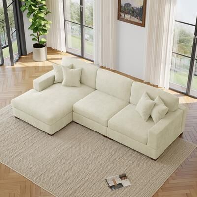 Lumibee Oversized Modern Chenille Modular Sectional Sofa with Chaise