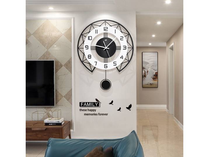 Horloge murale en métal de mode nordique créative balançoire automatique balayage silencieux secondes montre à Quartz maison salon décoration horloge pendentif