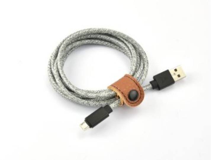 Adeqwat - Câble Micro Usb Vers Usb 2m Tréssé Gris