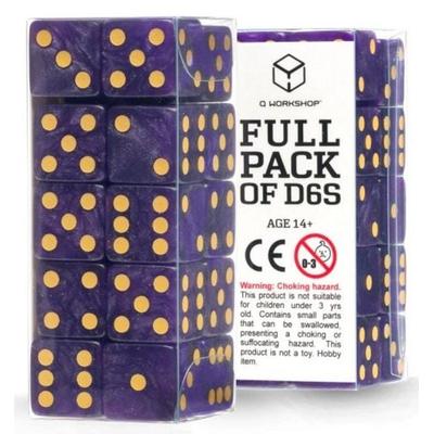 Q-Workshop QWO98468 - Full Pack of D6: Shimmering Purple & Gold, Würfel (16mm), 20-teilig