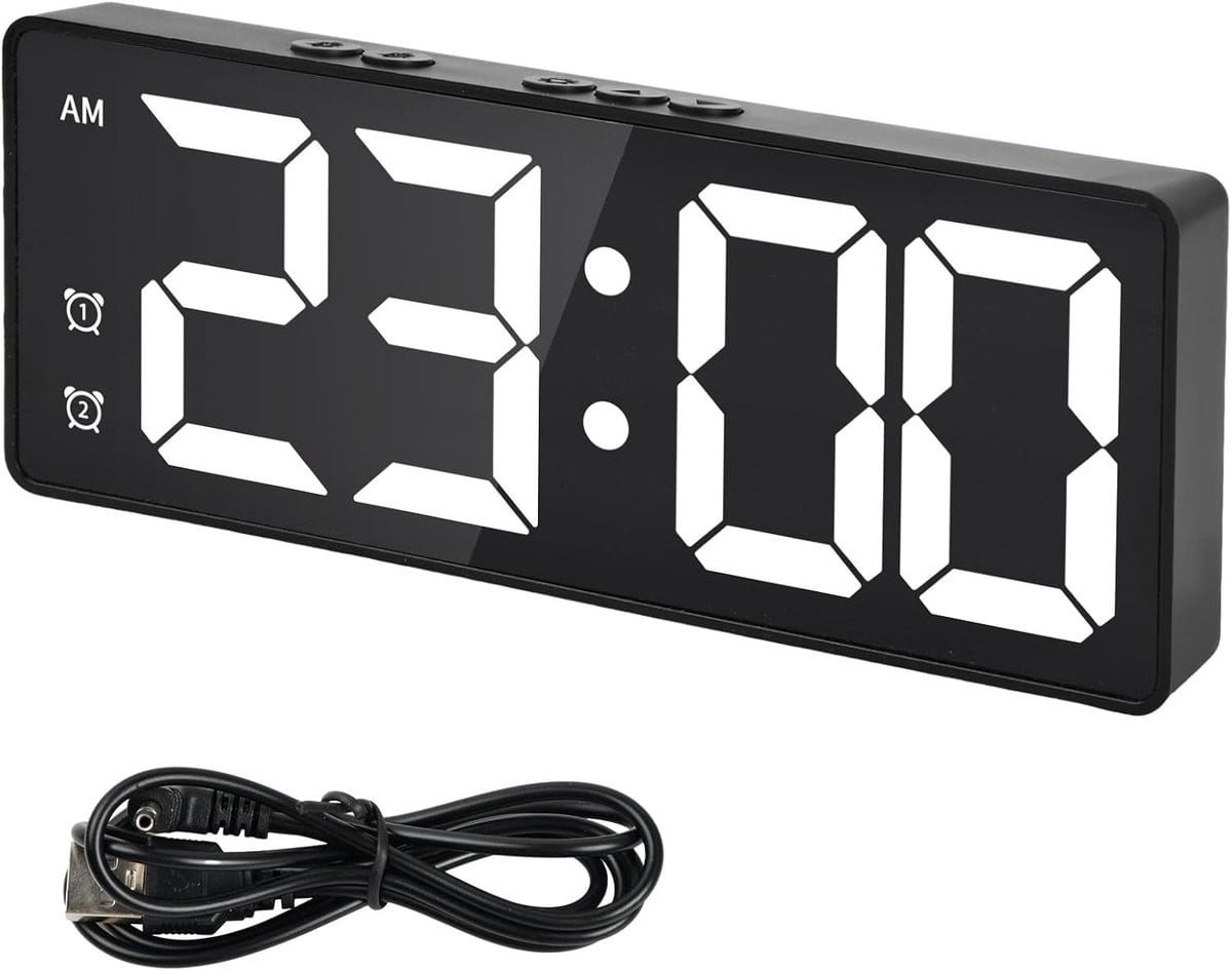 LED Digitale Wandklok met Temperatuurweergave en Automatisch Dimmen, Stille Elektrische Bureauklok voor Woonkamer, Slaapkamer of Klaslokaal