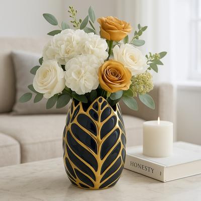 Sagebrook Home Ceramic Modern Leaf Sculptural Flower Vase