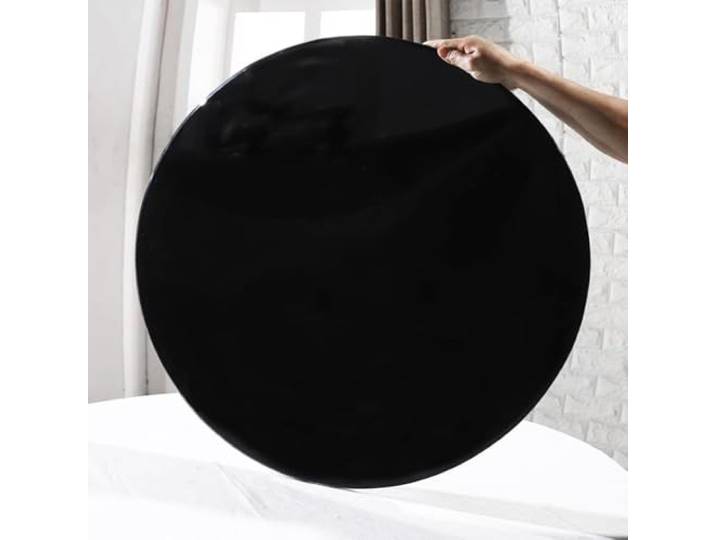 BGBZHMMEE Lazy Susan Drehteller Aus Schwarzem Glas Servierplatte Für Esstisch, Ø 50-100 Cm Drehbare Drehtablett, Polierte Kante ﻿(Black,24inch(60cm))