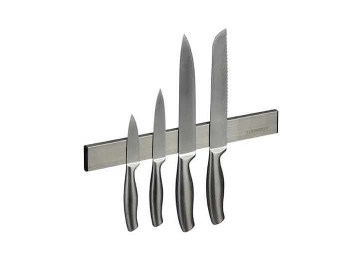 Relaxdays magneetstrip voor messen, zelfklevend, 30 cm lang, zilver/zwart