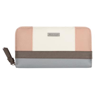 Geldbörse TOM TAILOR "Juna", Damen, rosa, Polyurethan, gepflegt, kontrastfarbene Details, mehrfarbig, Kleinlederwaren, aus soft genarbtem ledrigen Material mit glänzenden Metall-Accessoires