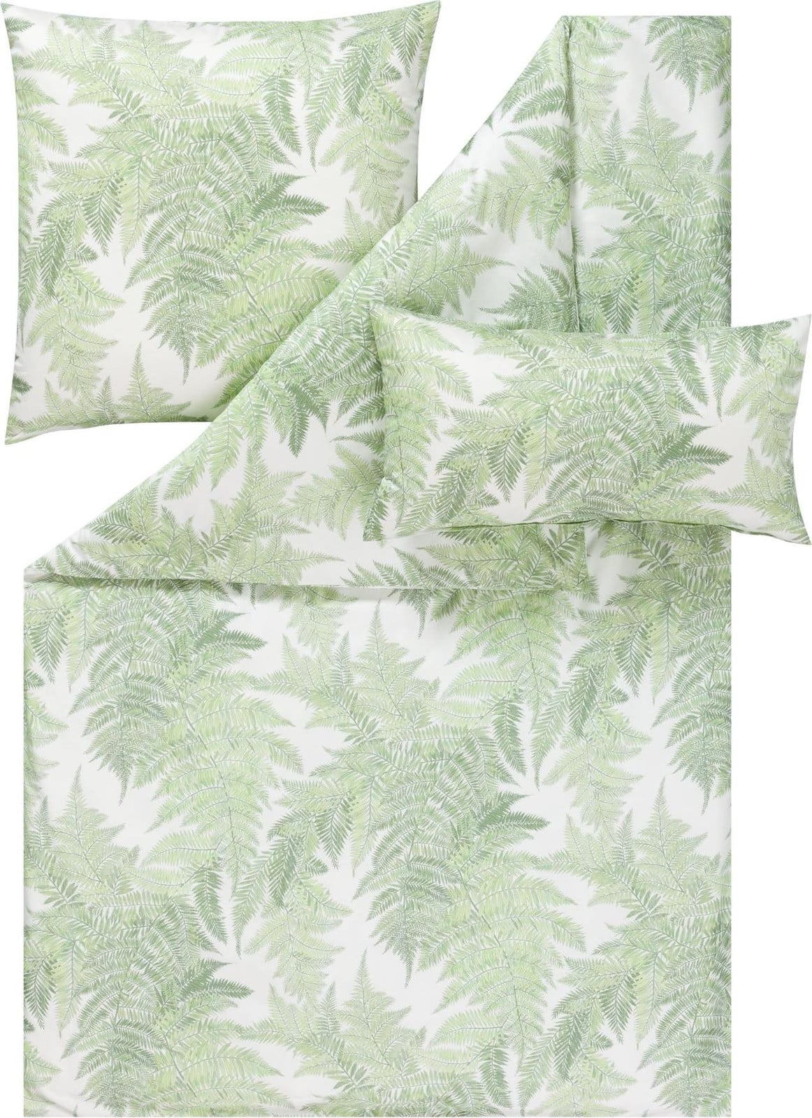 Estella Mako Satin beddengoedset Belara, groen, 160 x 200 cm