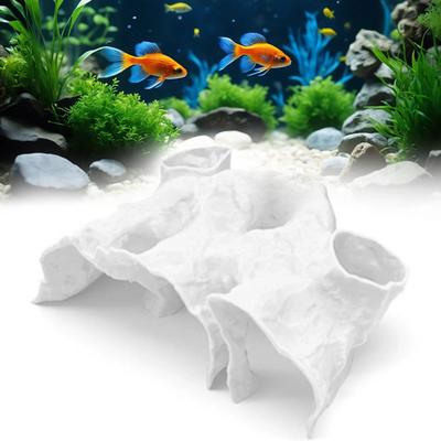 Inspire Select Aquarium Gravel Tunnel Cave Ornament, Natural Curved Hideout Decor For Fish Tank Habitat, Betta Shrimp & Fry Shelter white