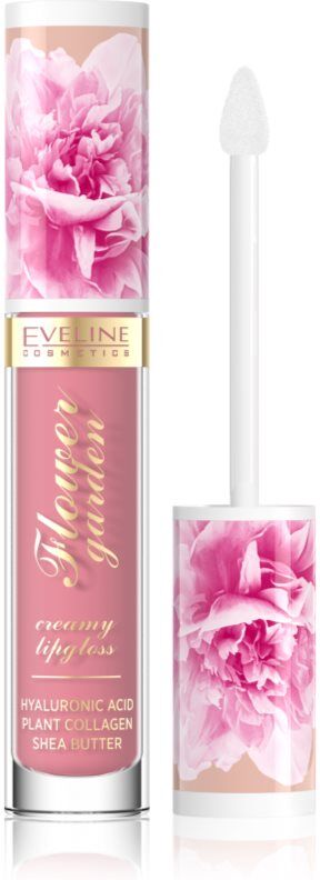 Eveline Cosmetics Flower Garden creamy lip gloss with hyaluronic acid shade 01 Delicate Rose 4.5 ml
