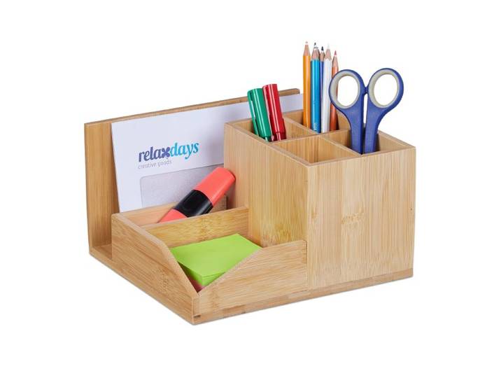 Relaxdays Schreibtisch Organizer Bambus