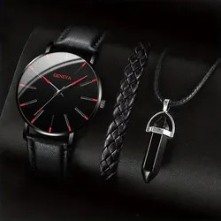 3-teiliges Set mit Quarzuhr, Armband und Kette - B Set No Box