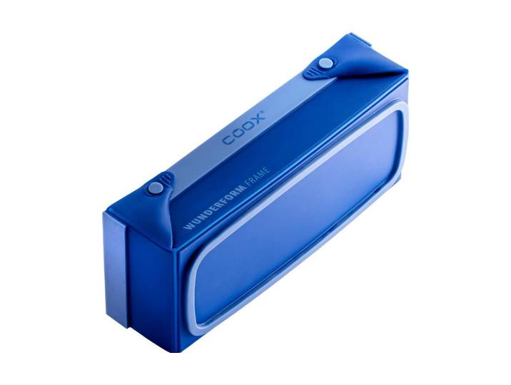 Backform COOX eckig Frame M , blau (dunkelblau), B:9,5cm L:22,7cm, Silikon, Küchenformen, Backform