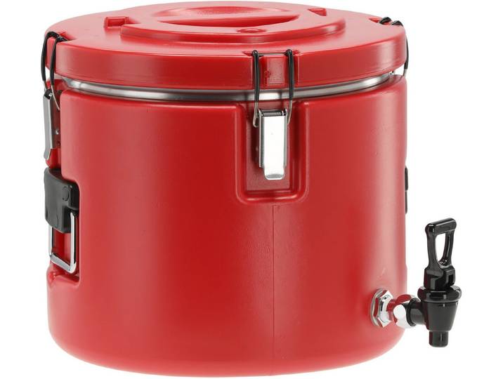 TRIZERATOP Thermobehälter Thermobehälter, Speisewärmer für Essen mit Ablasshahn, rostfreier Stahl, (Runder Speisentransport-Thermobehälter 15 l mit Hahn, Runder Speisentransport-Thermobehälter 15 l mit Hahn)