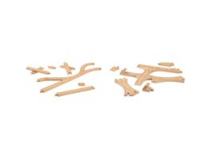 LUPILU® Coffret de rails, 16 pièces / Coffret d'aiguillages, 11 pièces.