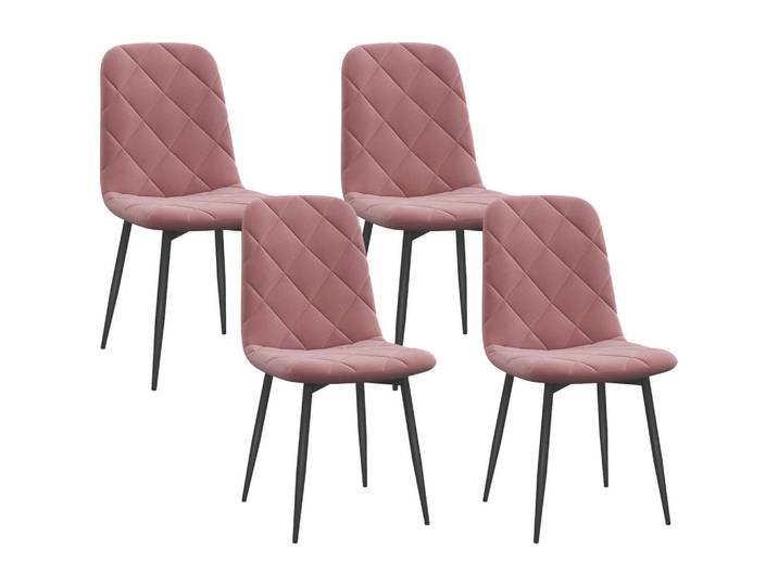 Homcom Esszimmerstühle 4er Set Küchenstuhl mit Rückenlehne, Samtoptik, Sessel Rosa, Kunststoff, 54x87x45 cm, Esszimmer, Stuhl