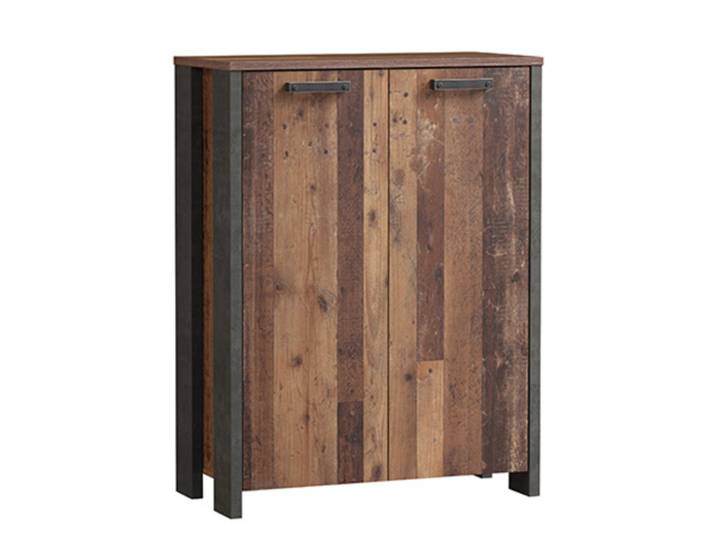 Meuble 2 portes Clif Bois Vintage/gris Graphite - Basika