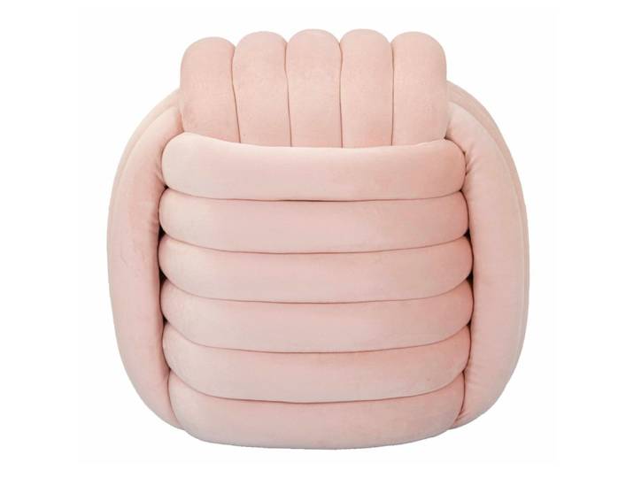 Pouf tissé en velours rose cm 45x45x45