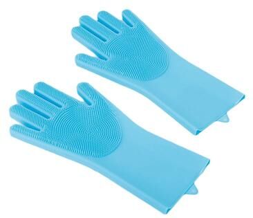 Uplifted Goods Silicone Pet Grooming And Cleaning Gloves blue