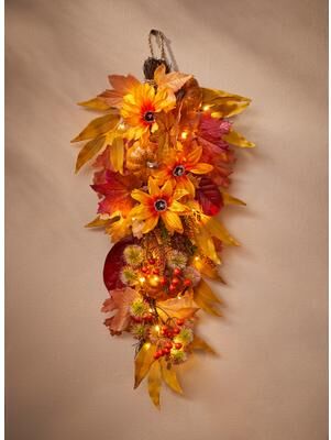 Pre-Lit Harvest Daisy Swag by BrylaneHome in Daisy