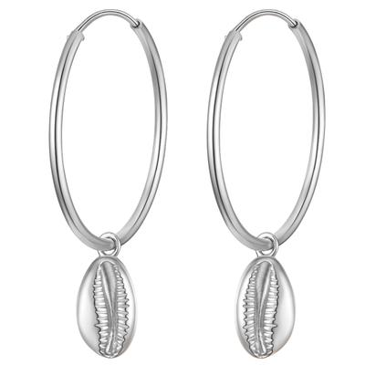 Paar Creolen GLANZSTÜCKE MÜNCHEN "Set: GSM113", silber, Ohrringe, Damen, 42,1, Silber 925 (Sterlingsilber), mit Muschel Motiv