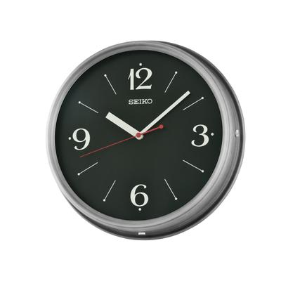 Wanduhr SEIKO, schwarz, Wanduhren, Ø 30,6cm, Wanduhr, Quarzuhr, durchlaufende Sekunde, Büro, Küche, Esszimmer, Wohnzimmer