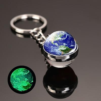 Mond-Schlüsselanhänger, Sonnensystem, Planet, Schlüsselanhänger, Galaxie, Nebel, Weltraum, Schlüsselanhänger, Erde, Sonne, Mars, Jupiter, Saturn, Bild, doppelseitiger Glaskugel-Schlüsselanhänger