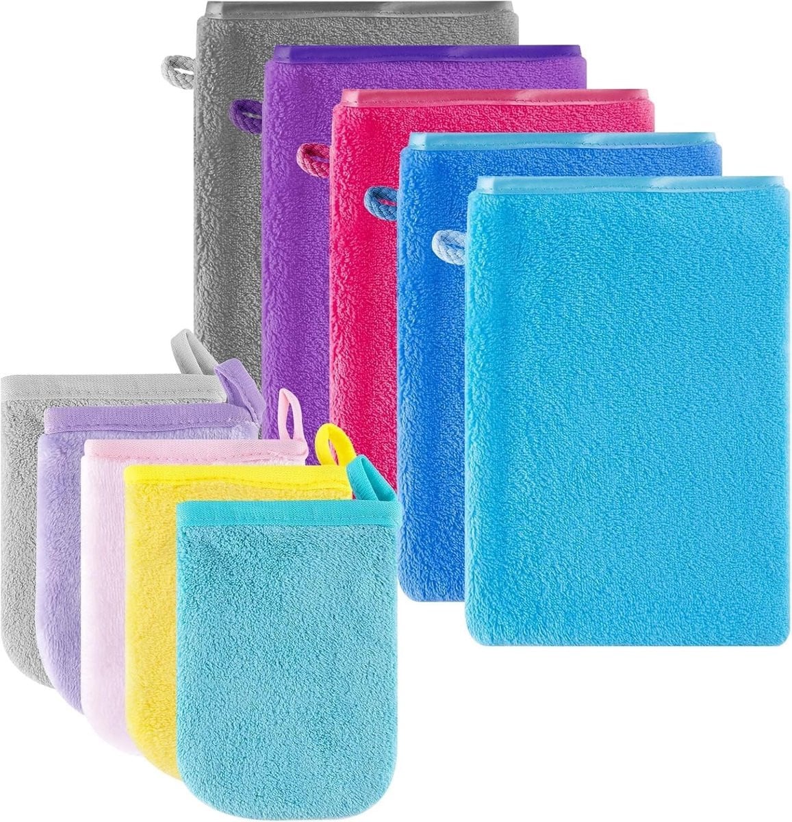 Set van 10 zachte en absorberende washandjes van koraalvelvet