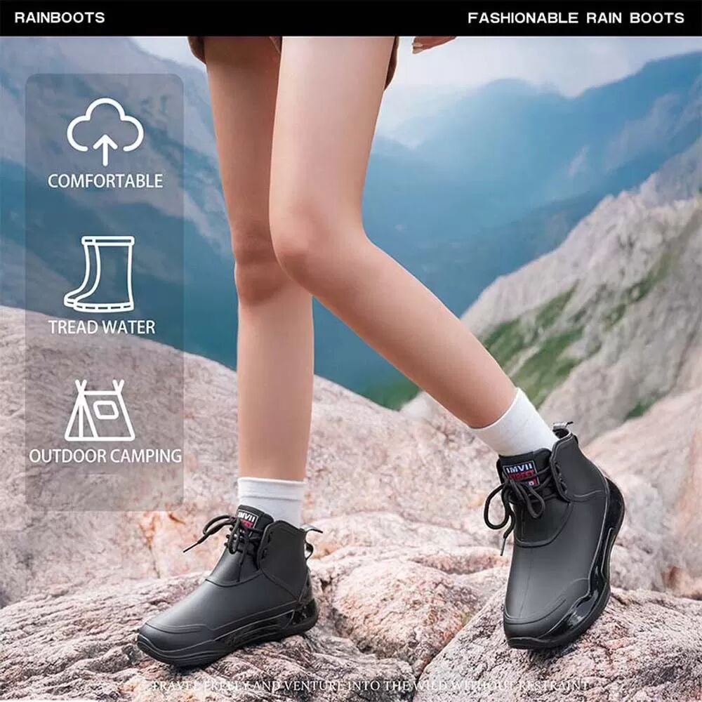 INF Vielseitige Unisex Regenstiefel aus PVC, Schwarz, Wasserdicht und Rutschfest, Modisch und Alltagstauglich 42