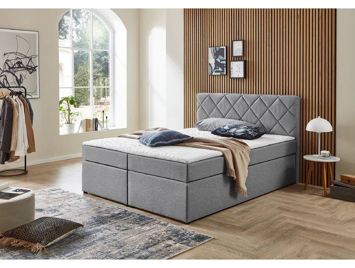 Boxspringbett Nattol 140 x 200cm Mischgewebe Silber/Silber