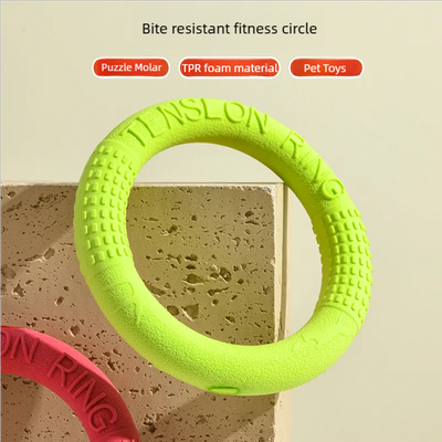 The Handy Homestead Dog Flying Disc Training Ring Interactive Fetch Toy yellow