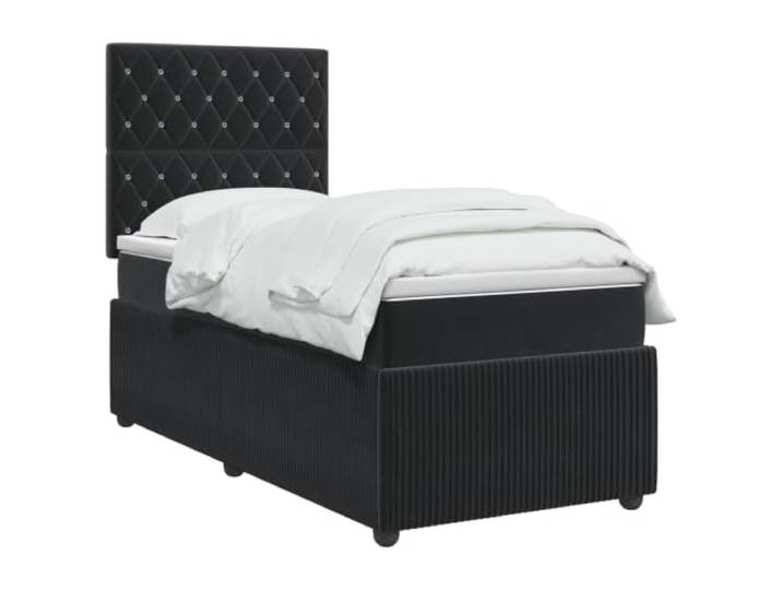 vidaXL LED Boxspringbett mit Matratze Schwarz 80 x 200 cm Samt Integrierter LED-Streifen sorgt für eine coole Atmosphäre im Schlafzimmer, Leichter Zugang zum Stauraum unter dem Bett,