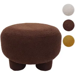 Hocker HWC-Q49, Sitzhocker Ottomane Polsterhocker Pouf, Stoff/Textil Bouclé (200g/m2) 55cm ~ dunkelbraun