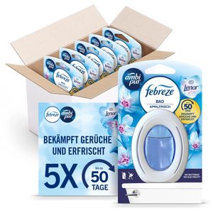 Febreze Raumduft Bad Lufterfrischer, 5er Pack, Duftspender, 5x 7,5ml, Lenor Aprilfrisch