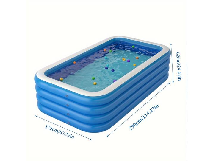 Piscine gonflable familiale carrée astronomique, grande piscine domestique, bleu et blanc, quatre anneaux surélevés et épais