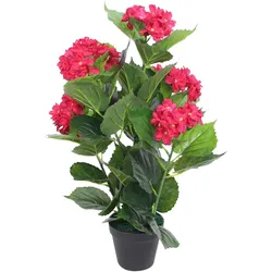 vidaXL Künstliche Hortensie mit Topf 60 cm Rot