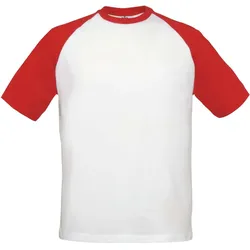 B&C Herren Raglan Kontrast T-Shirt Base-Ball TU020 white/red L