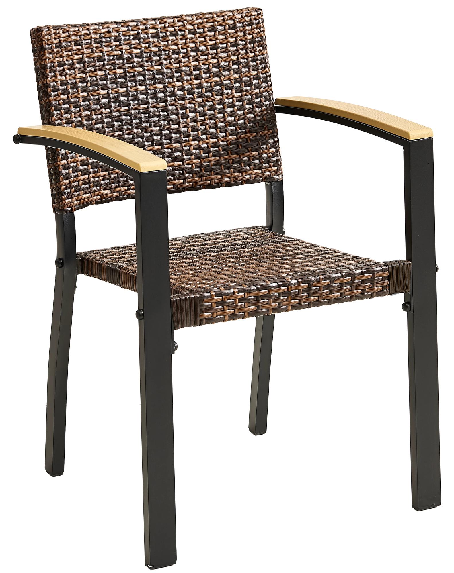 4er-Set ATHENA | Bistro Rattan Stuhl | Schwarz | Rattan | Stapelbar