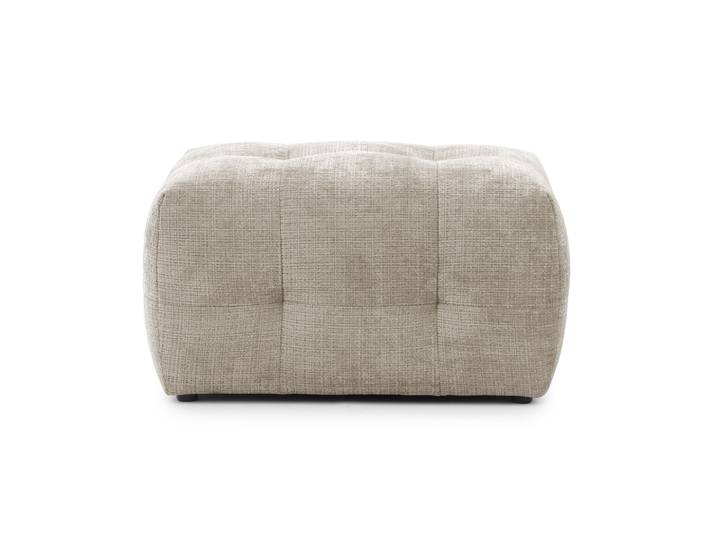 Polsterhocker m.raffinierten Steppungen zu passendem Sofa, Chenille in Sandgrau / 21054