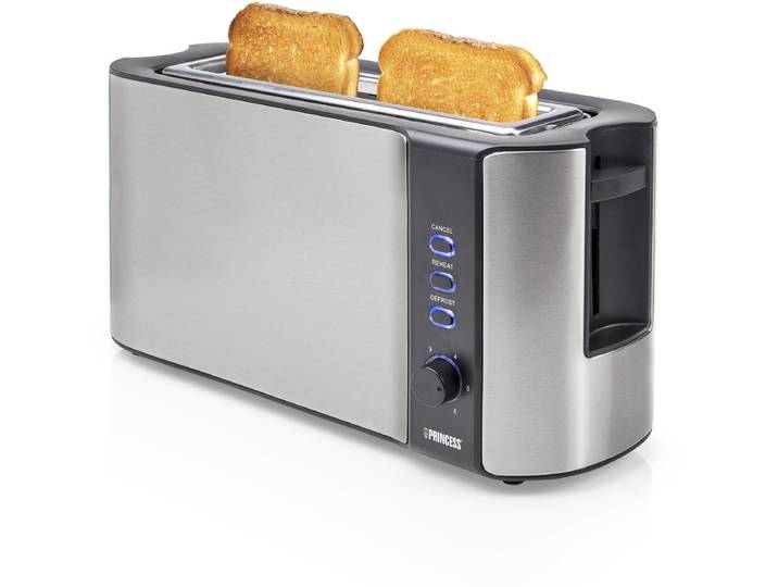 Princess Broodrooster 142353 – Extra lange sleuf – Ontdooi- en verwarmfunctie - 1000W - RVS