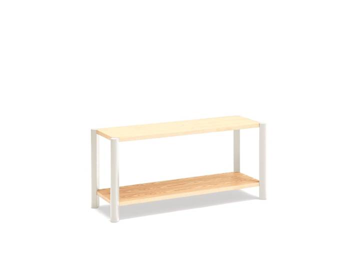 Bibliothèque 2 étagères avec pieds bois massif 125x59 cm